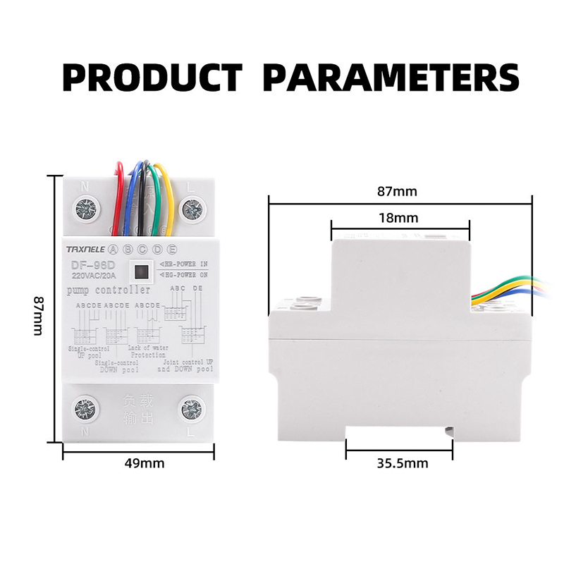 DF-96ED Automatic Water Level Controller Switch 10A 220V Water Tank Level Detection Sensor Water Pump Controller
